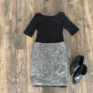 Talbots Dress Black Top Tweed sz 4 Color Block